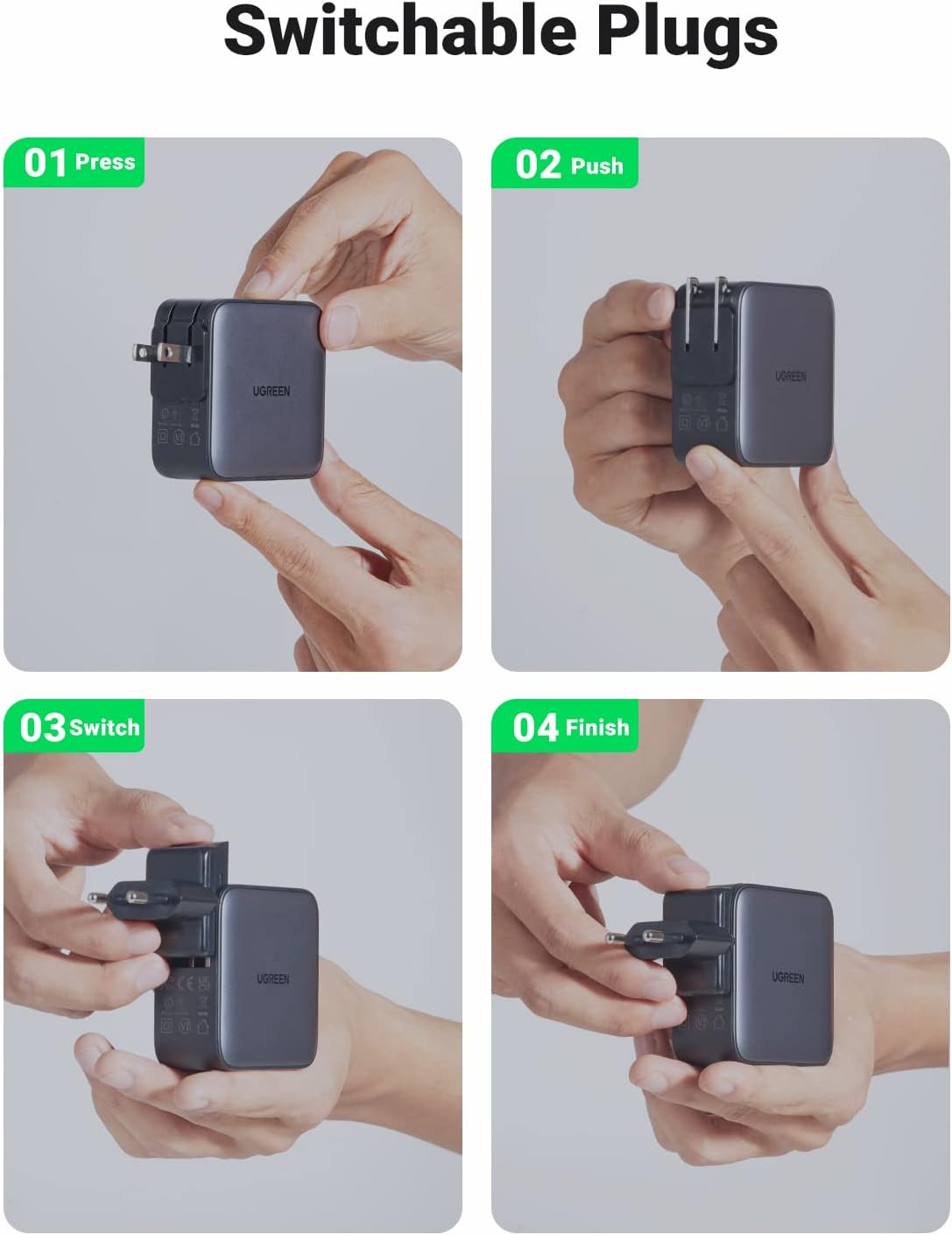 UGREEN Kepala charger Nexode Gan 65w (Worldwide Travel)