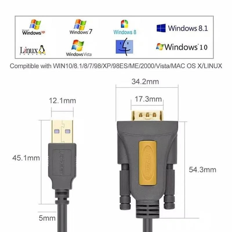 USB to DB9 RS-232 Male Adapter Cable - 1,5m