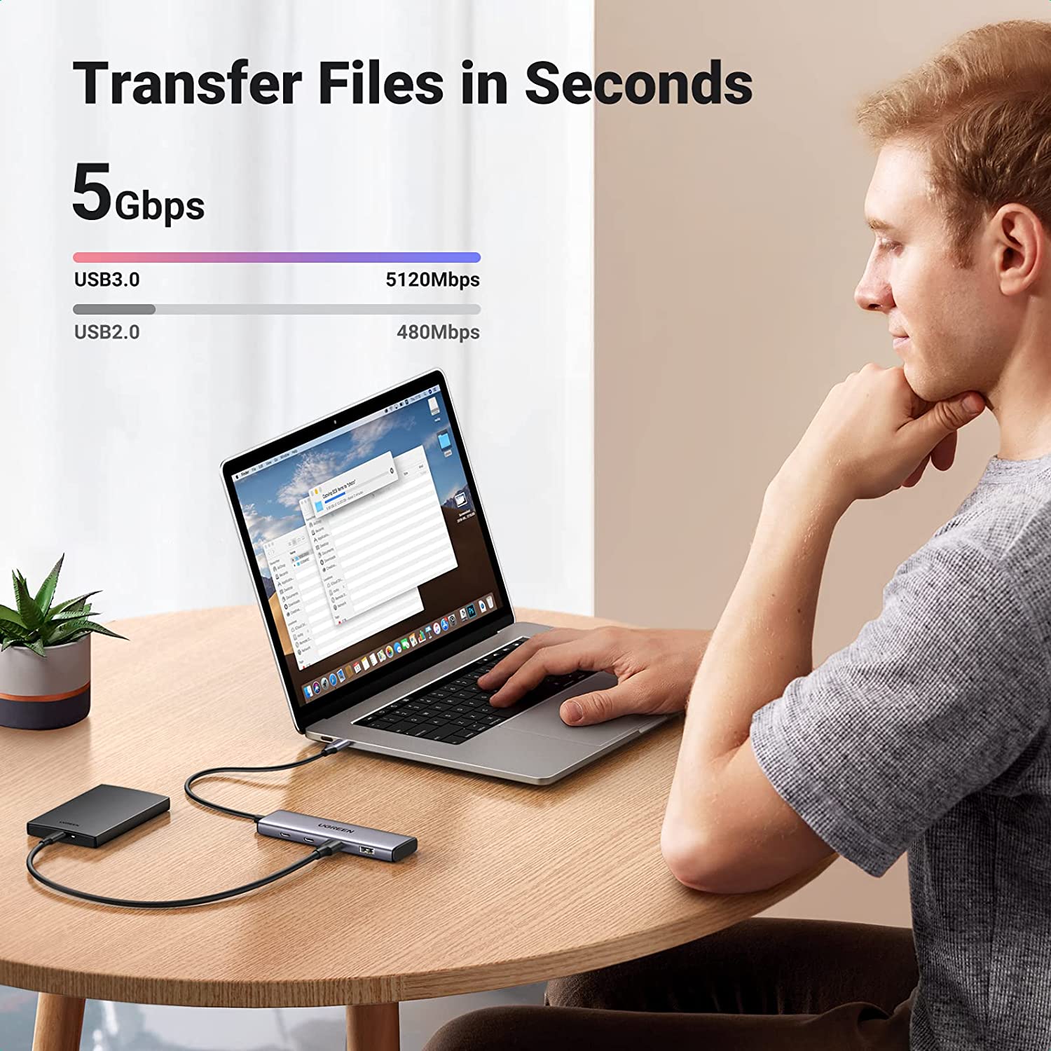 USB-C HUB 4 Port 2xUSB-C 2xUSB-A