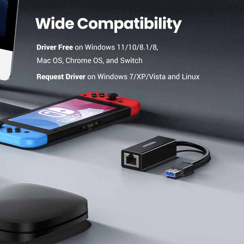 UGREEN USB 3.0 A To Gigabit Ethernet Adapter - Black