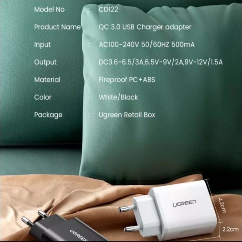 UGREEN Fast Charger 18W (White)